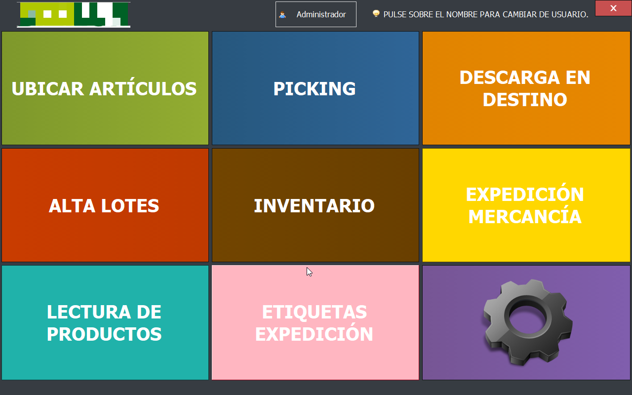 Menú principal del módulo de Expedición de Mercancía